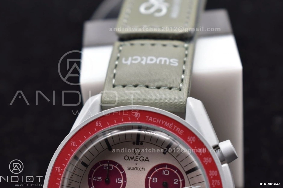 to Strap Omega Moonwatch Mission Pluto GoodFit Swatch Quartz Bioceramic 1182 on Nylon x 0316